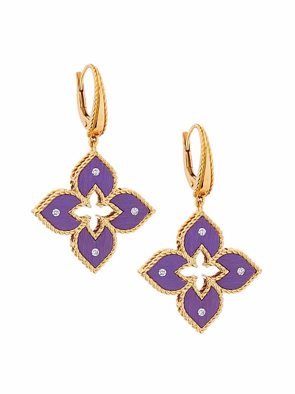 Venetian Princess 18K Rose Gold, Purple Titanium & 0.09 TCW Diamond Huggie Hoop Earrings