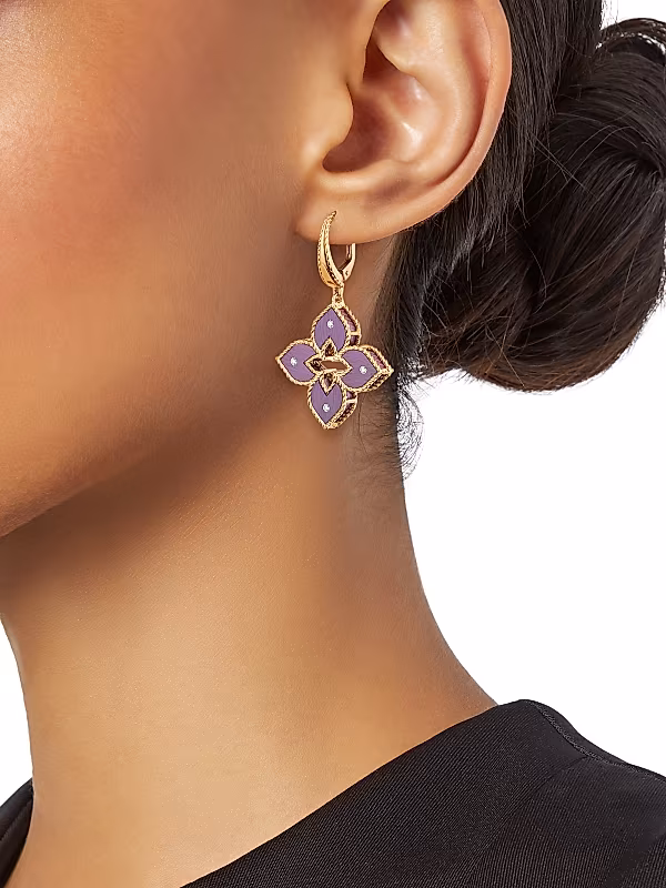 Venetian Princess 18K Rose Gold, Purple Titanium & 0.09 TCW Diamond Huggie Hoop Earrings - View 2