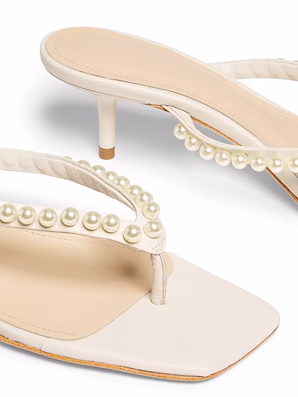 50MM Imitation Pearl-Embellished Leather Sandals - View 5