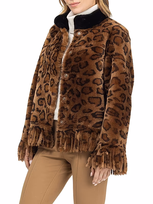 Shearling Lamb Coat with Fringes - View 3
