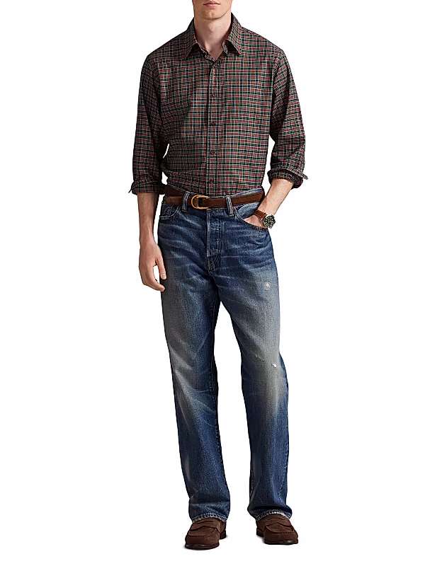 Plaid Cotton Twill Button-Down Shirt - View 2