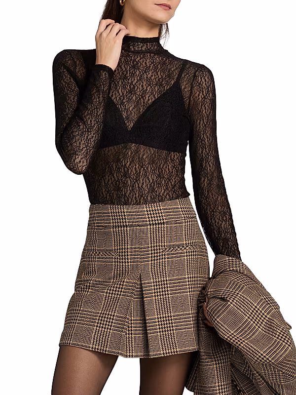 Nate Lace Mock Turtleneck Bodysuit - View 3