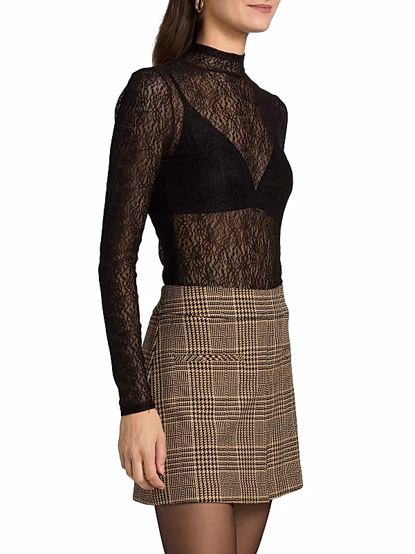 Nate Lace Mock Turtleneck Bodysuit - View 4